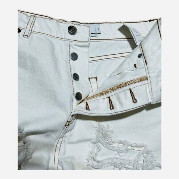 IRO FANNE Preshrunk Distressed Denim Shorts – High Rise Ecru, Size 26 - Picture 7 of 9